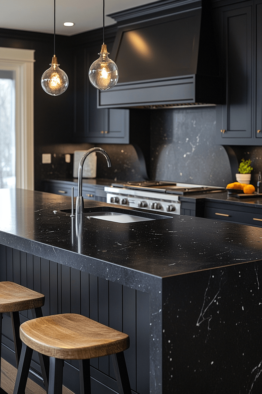 black marble countertops