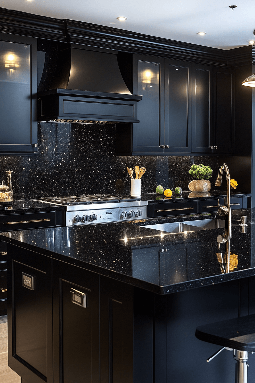 black granite countertops kitchen