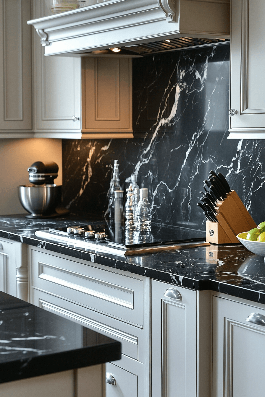 black marble countertops