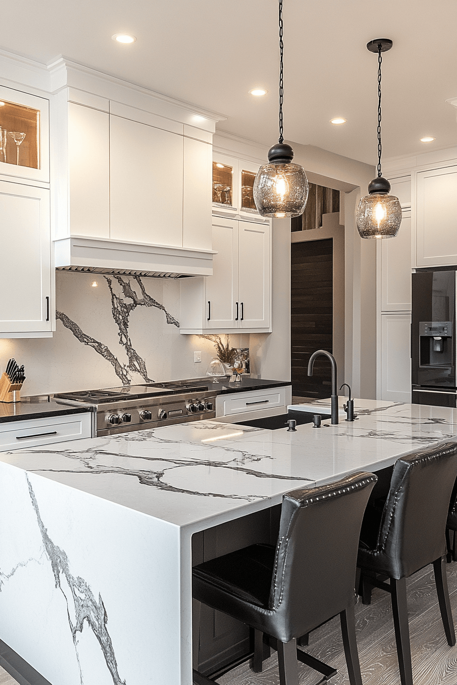 white cabinets black countertops