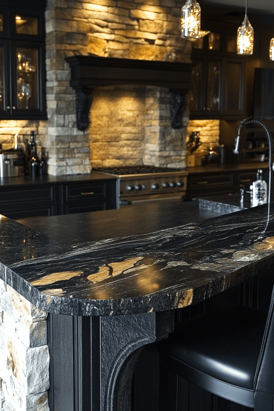 black granite countertops kitchen