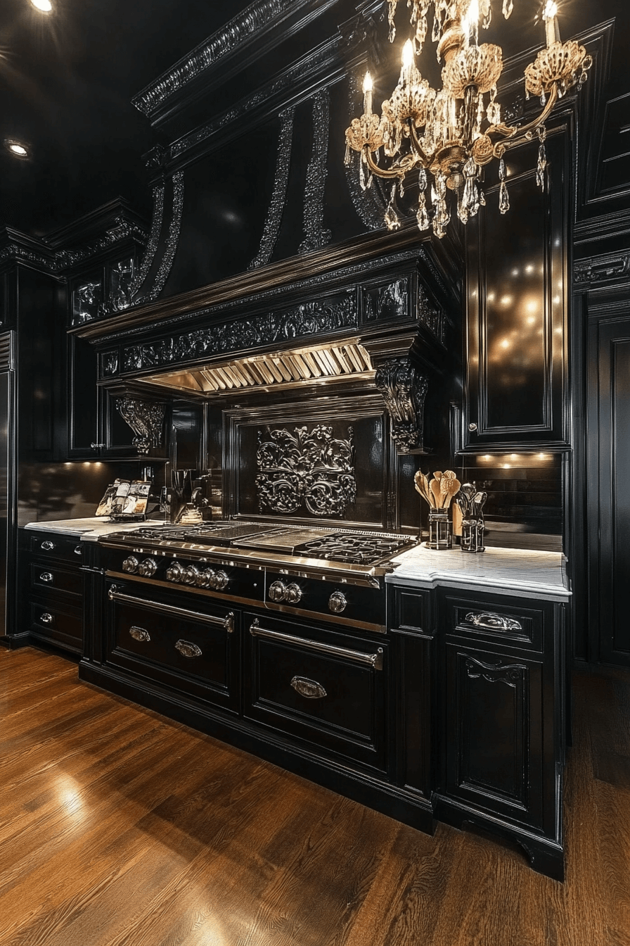 black cabinets white countertops