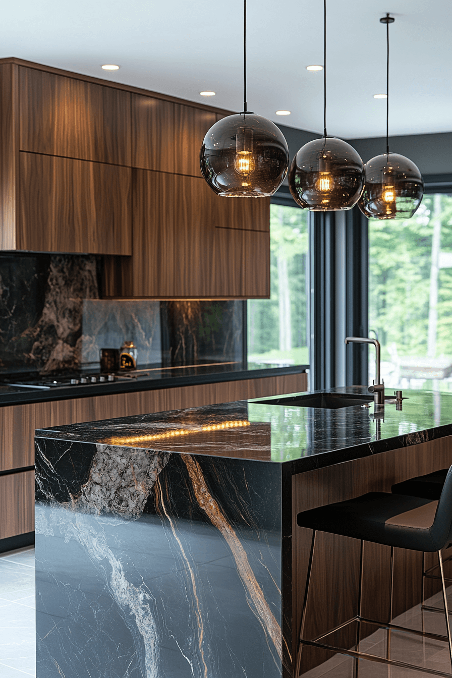 black marble countertops