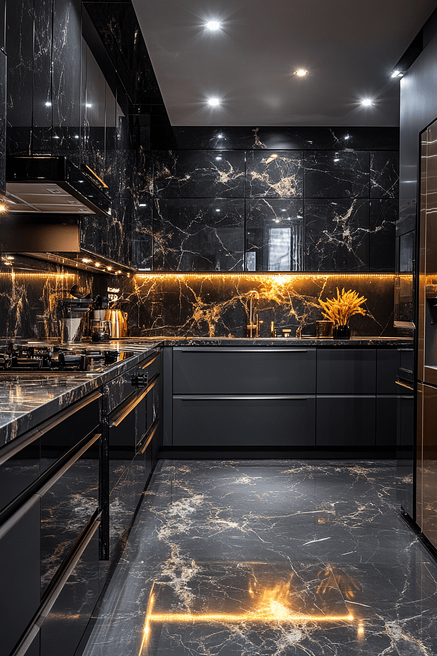 black marble countertops