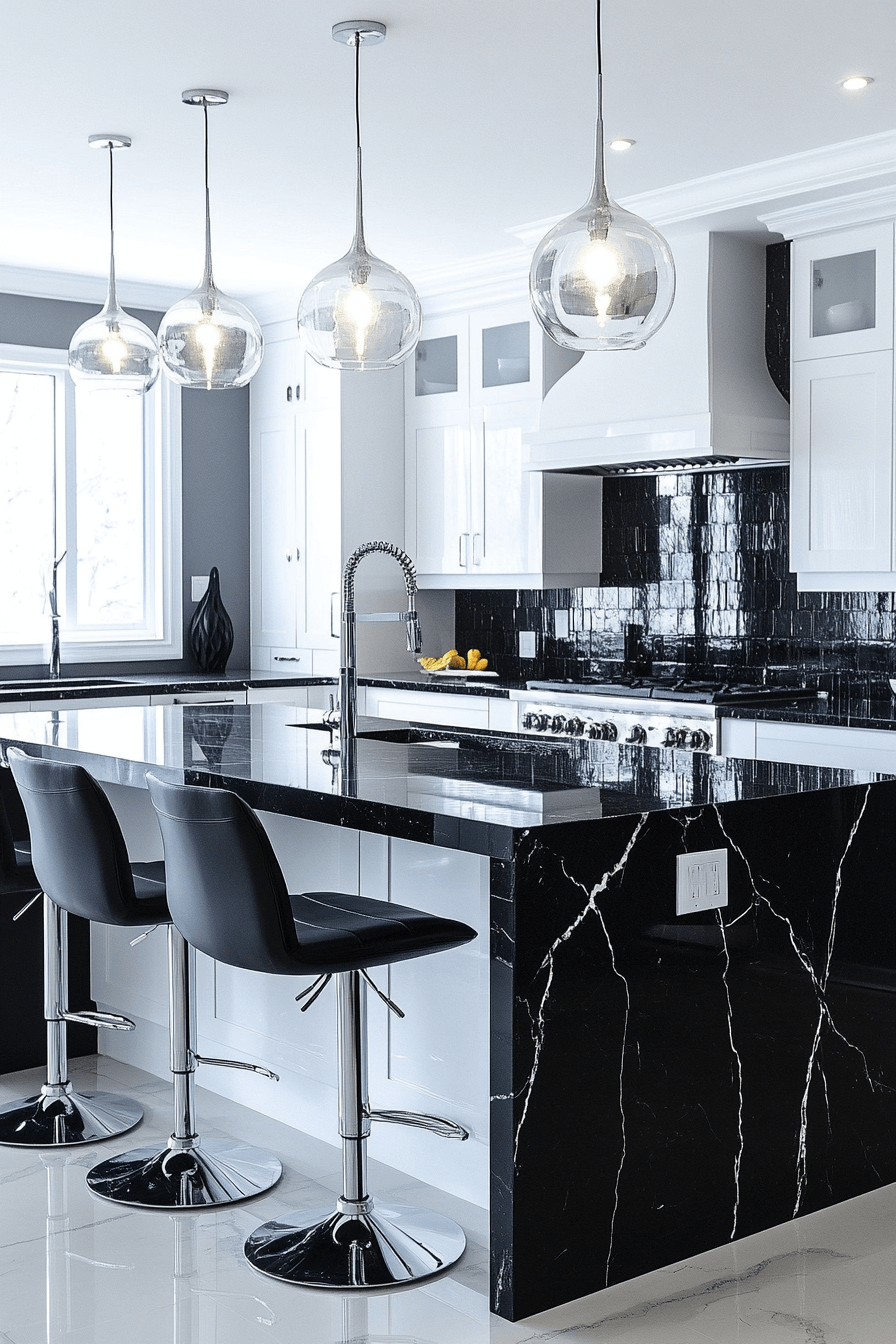 black marble countertops