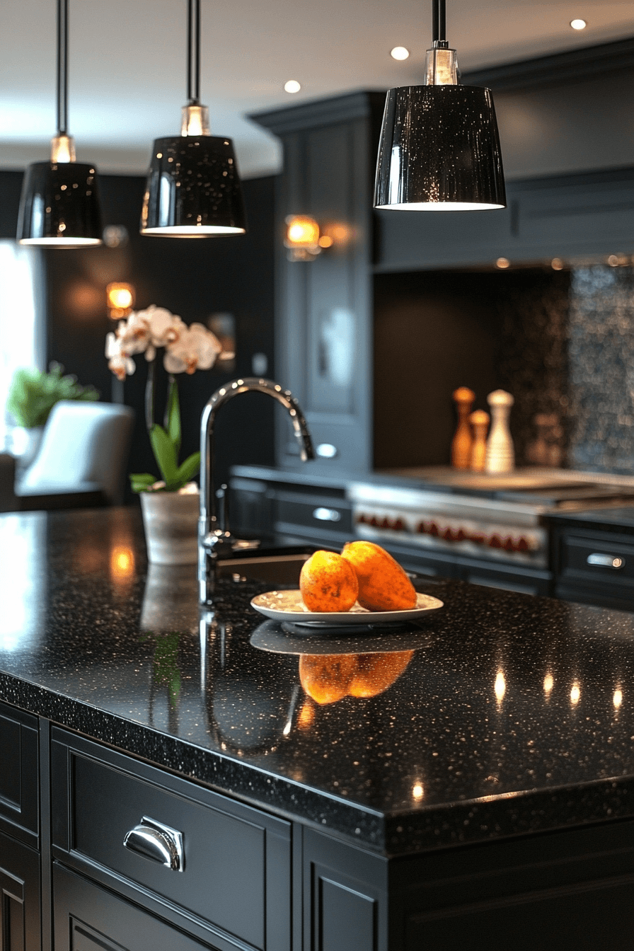 black granite countertops kitchen