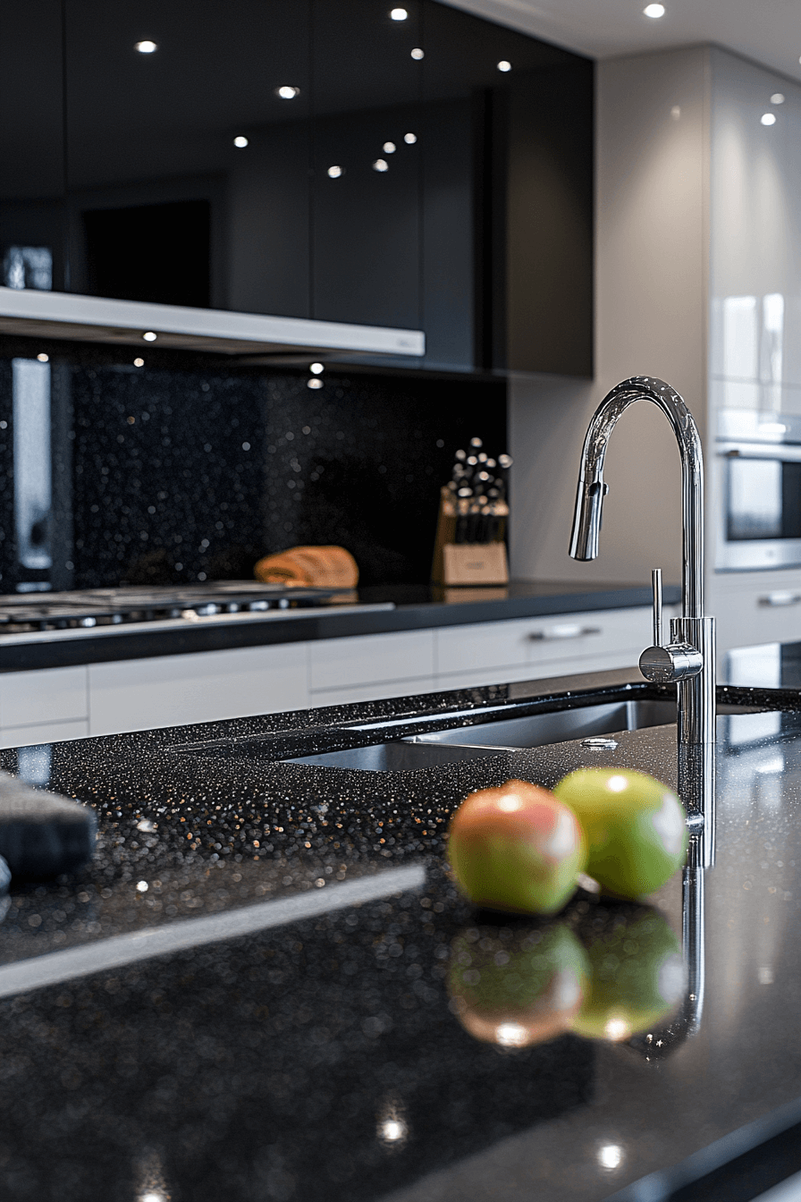 29 Black Quartz Countertops to Add Depth and Dimension to Your Design black quartz countertops
