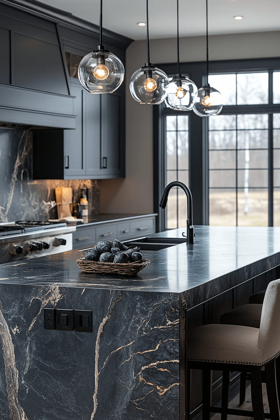 black marble countertops