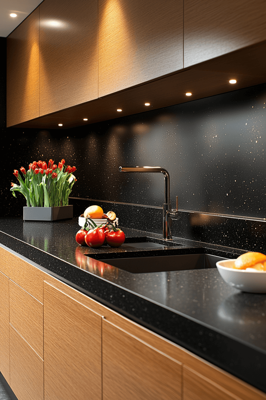 black granite countertops kitchen