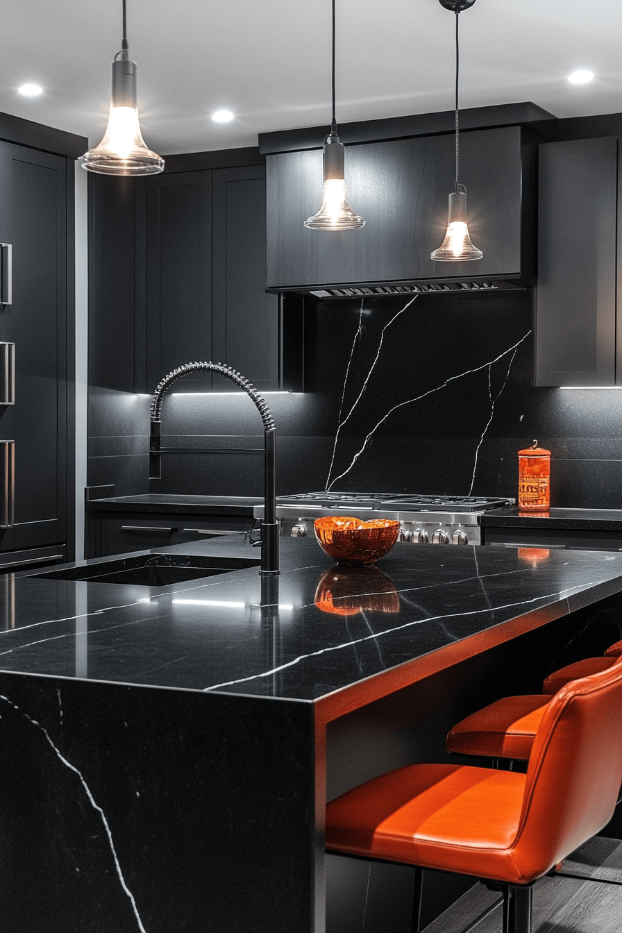 29 Black Quartz Countertops to Add Depth and Dimension to Your Design black quartz countertops