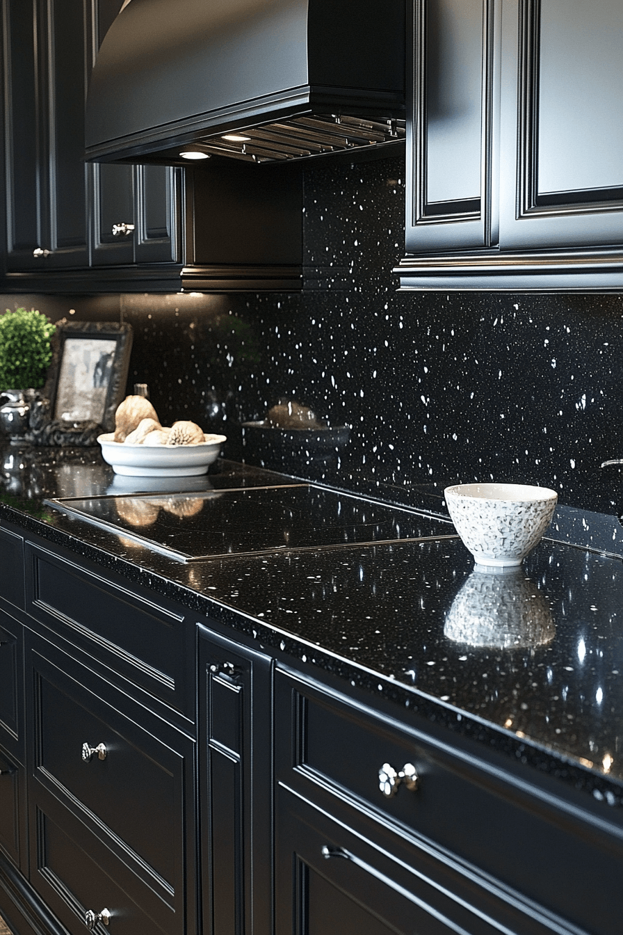 black granite countertops kitchen