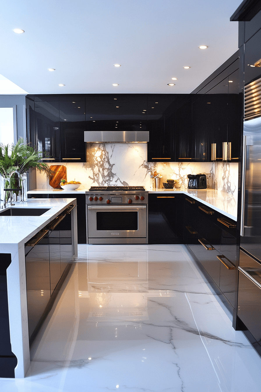 black cabinets white countertops
