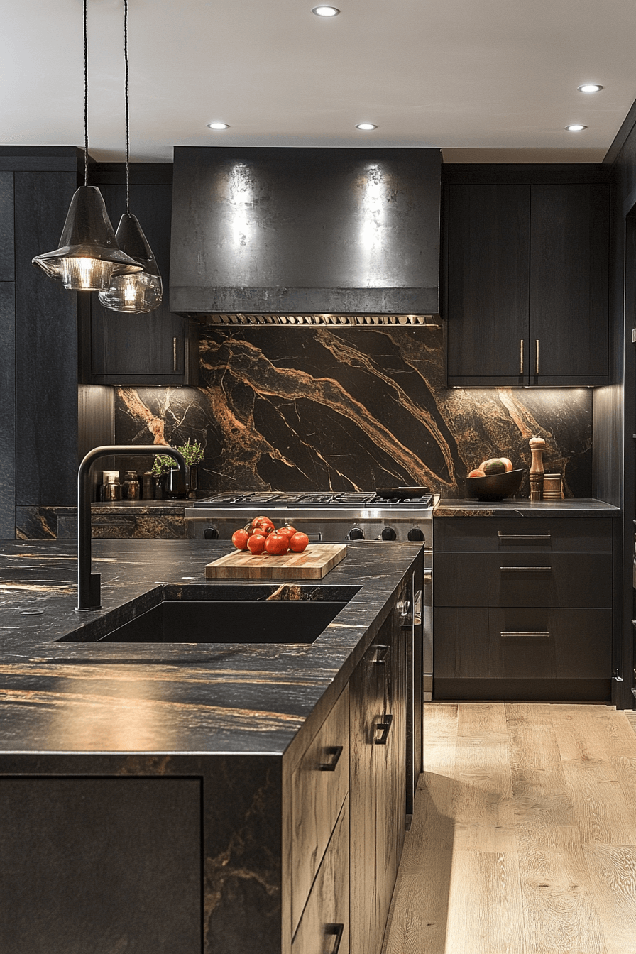 black marble countertops