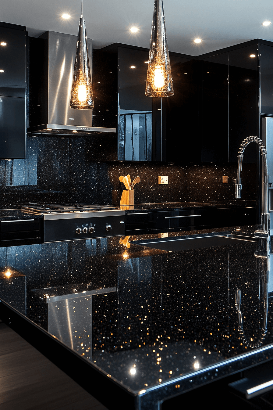 black granite countertops kitchen