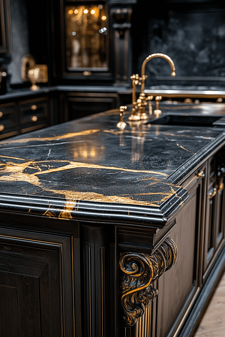 black marble countertops