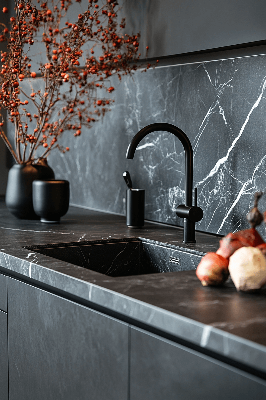 black marble countertops