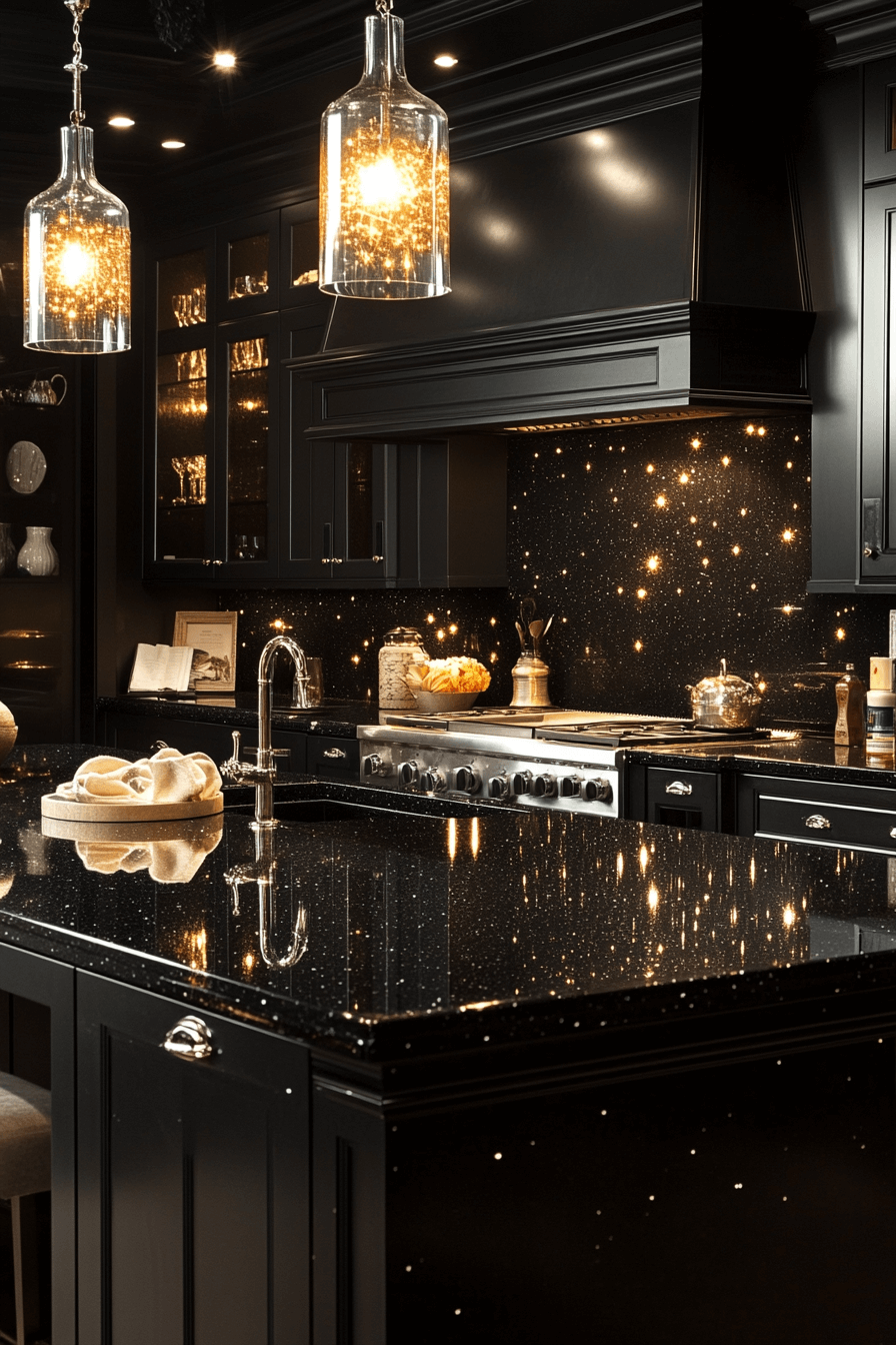 black granite countertops kitchen