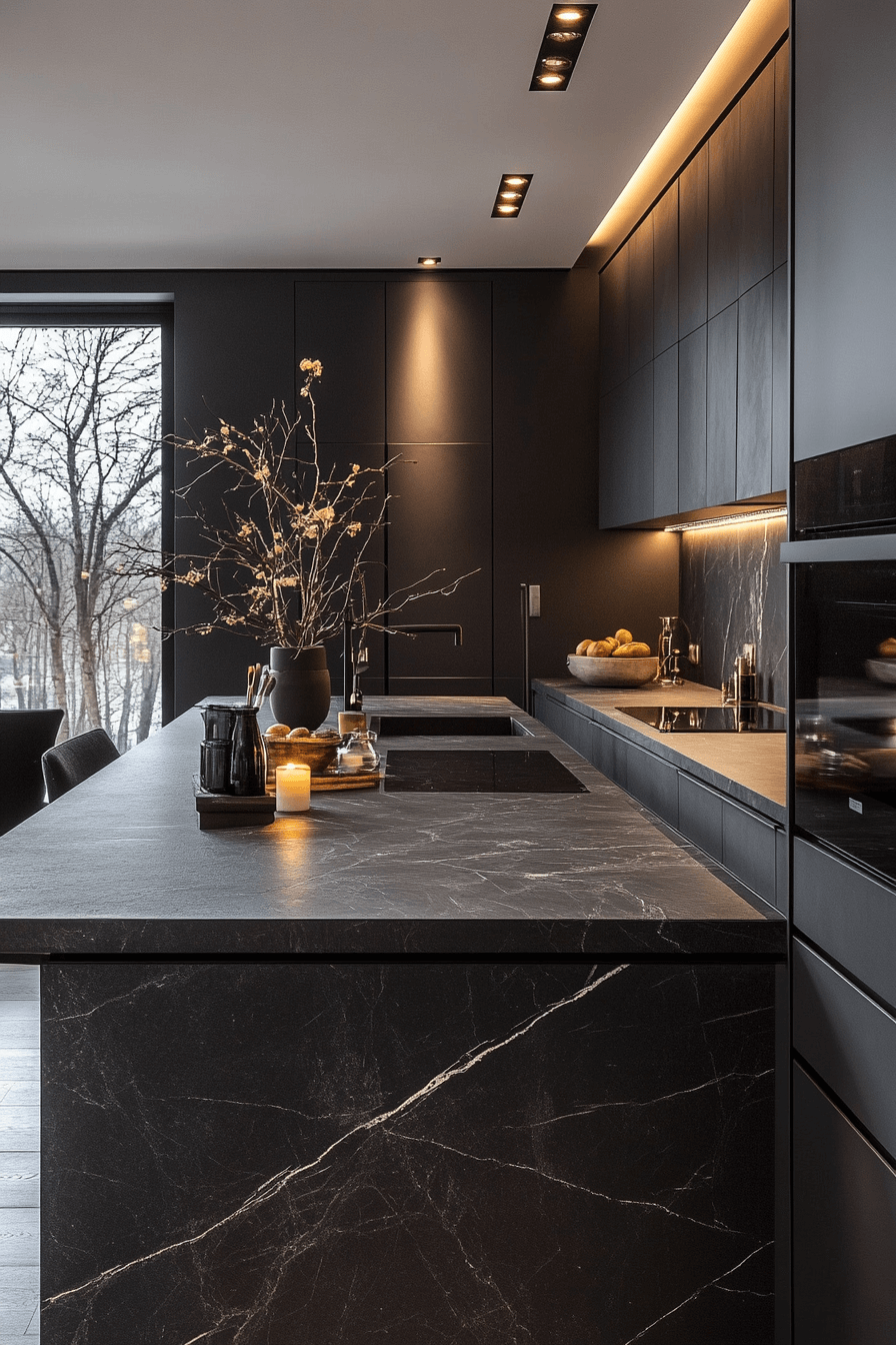 29 Black Quartz Countertops to Add Depth and Dimension to Your Design black quartz countertops