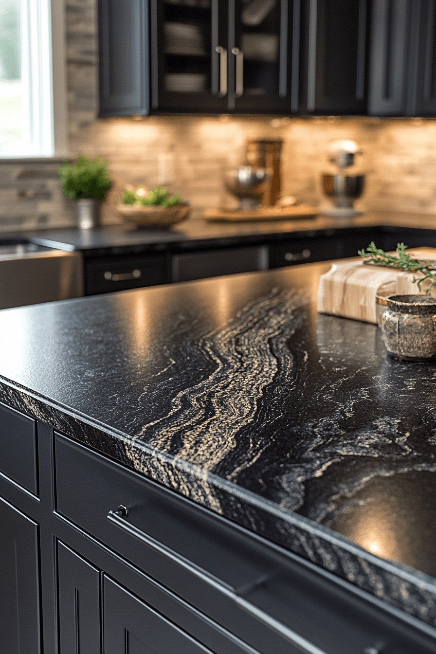 black granite countertops kitchen