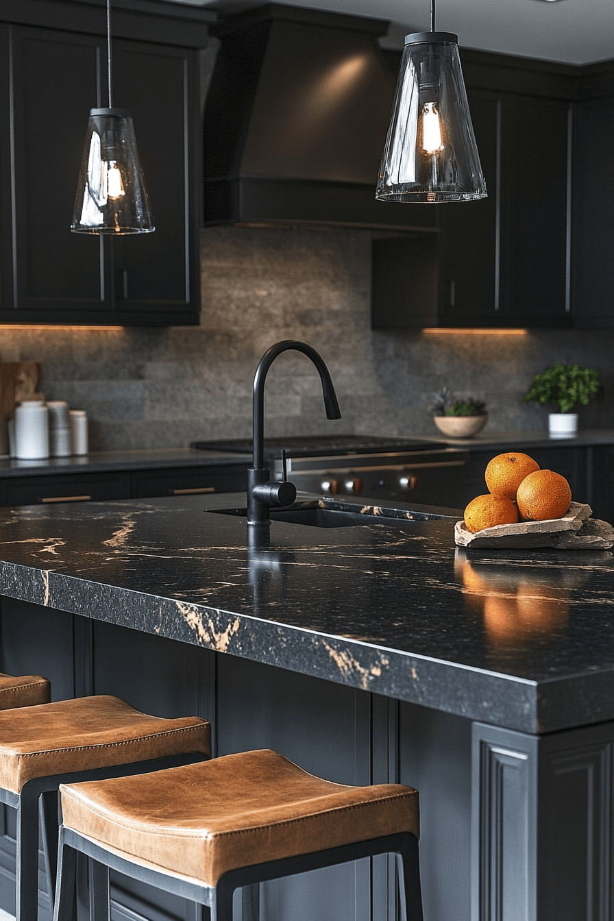 29 Black Quartz Countertops to Add Depth and Dimension to Your Design black quartz countertops