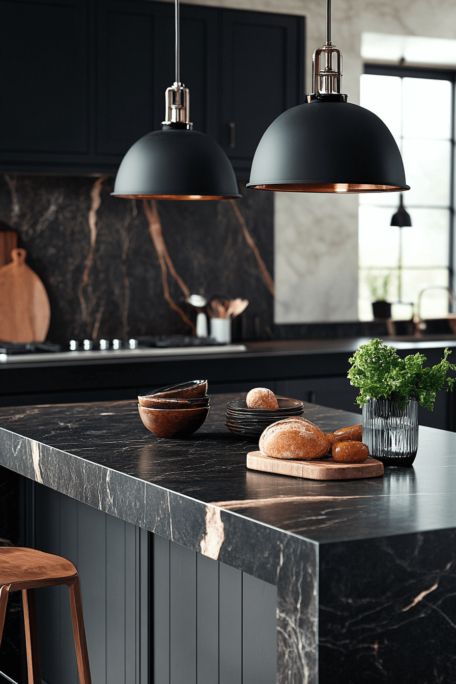 black marble countertops