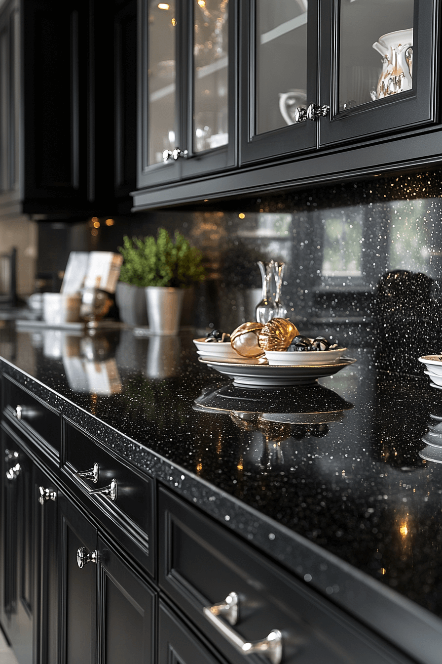 black granite countertops kitchen