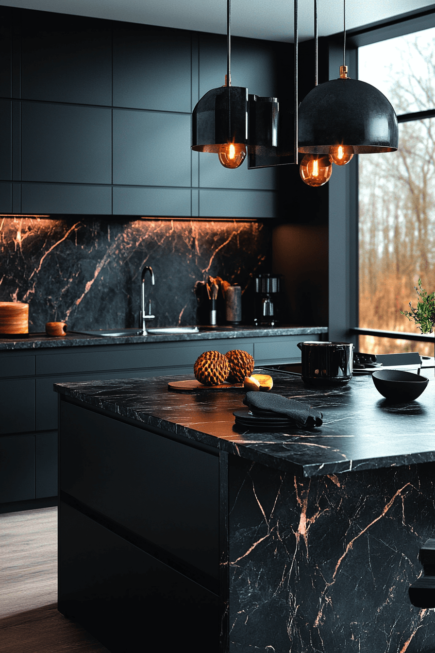 black marble countertops