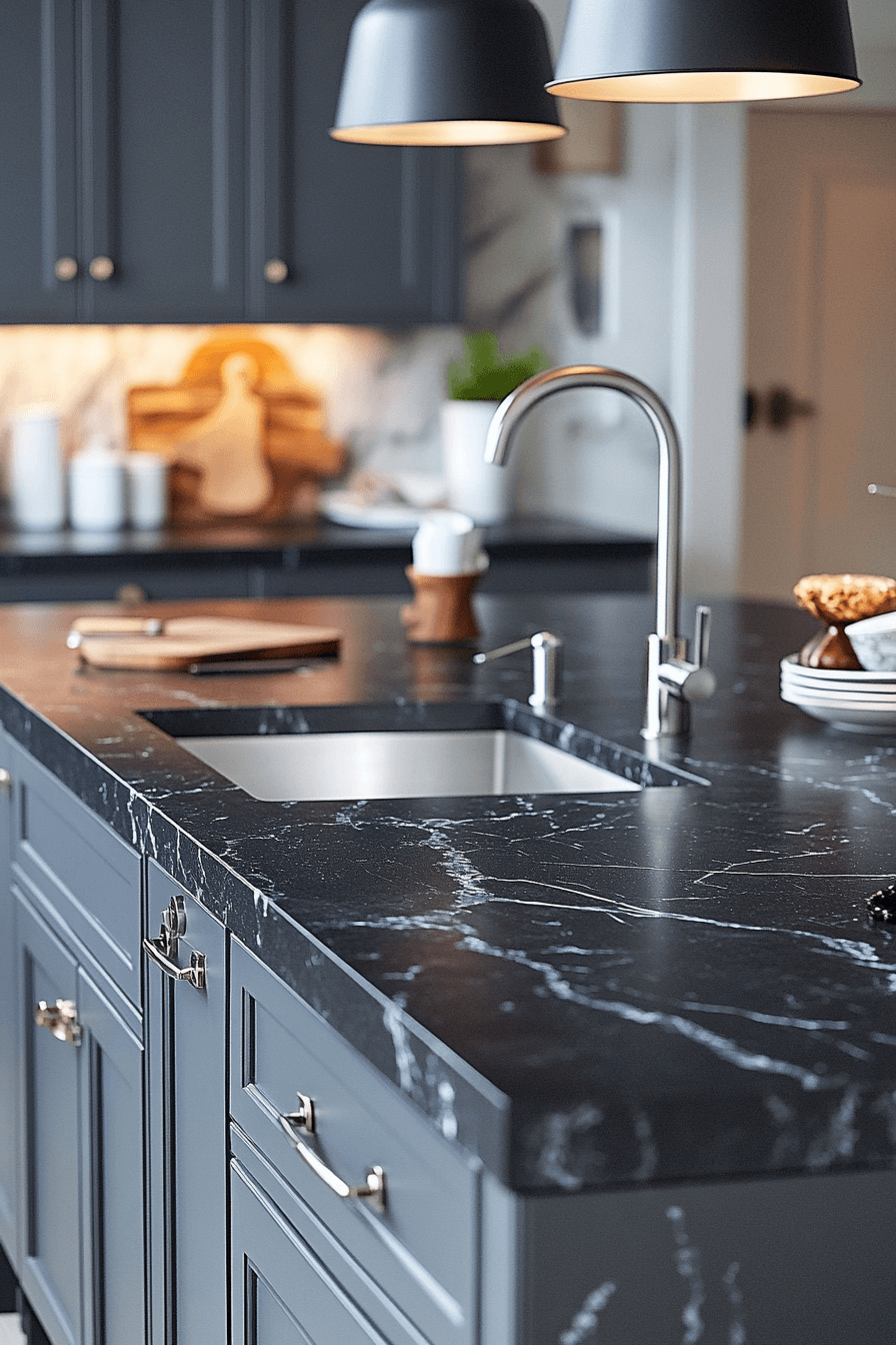 black marble countertops