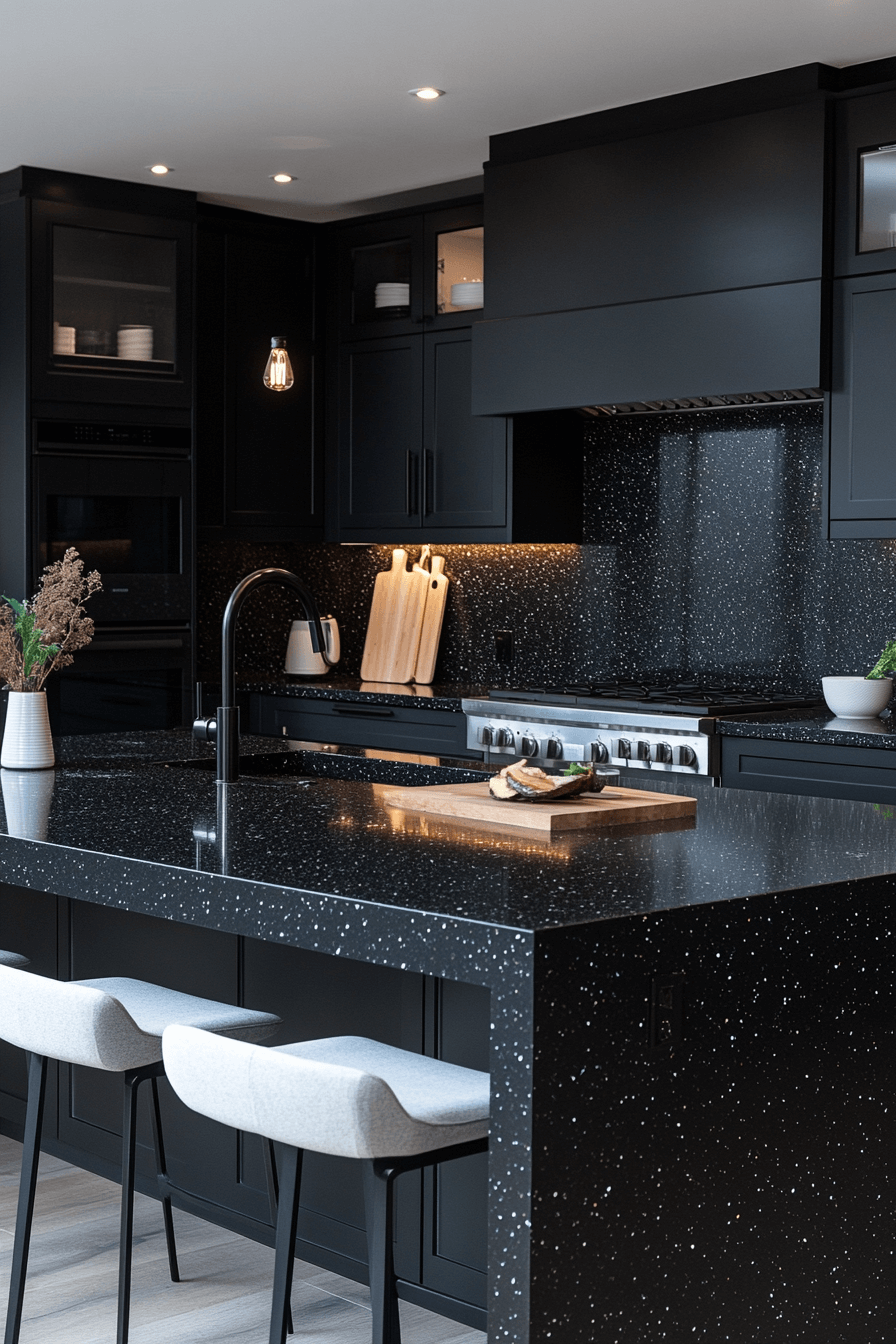 29 Black Quartz Countertops to Add Depth and Dimension to Your Design black quartz countertops