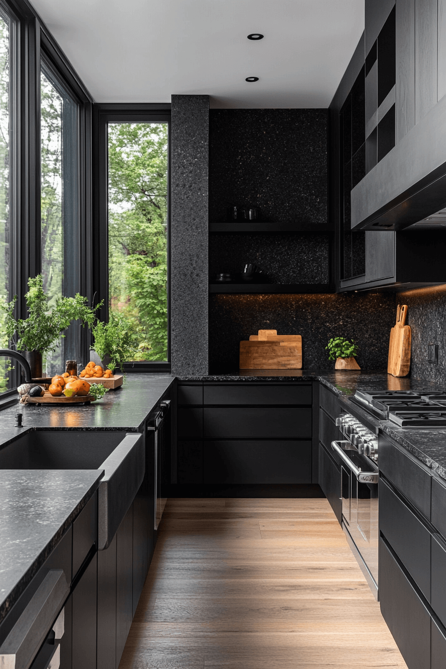 29 Black Quartz Countertops to Add Depth and Dimension to Your Design black quartz countertops