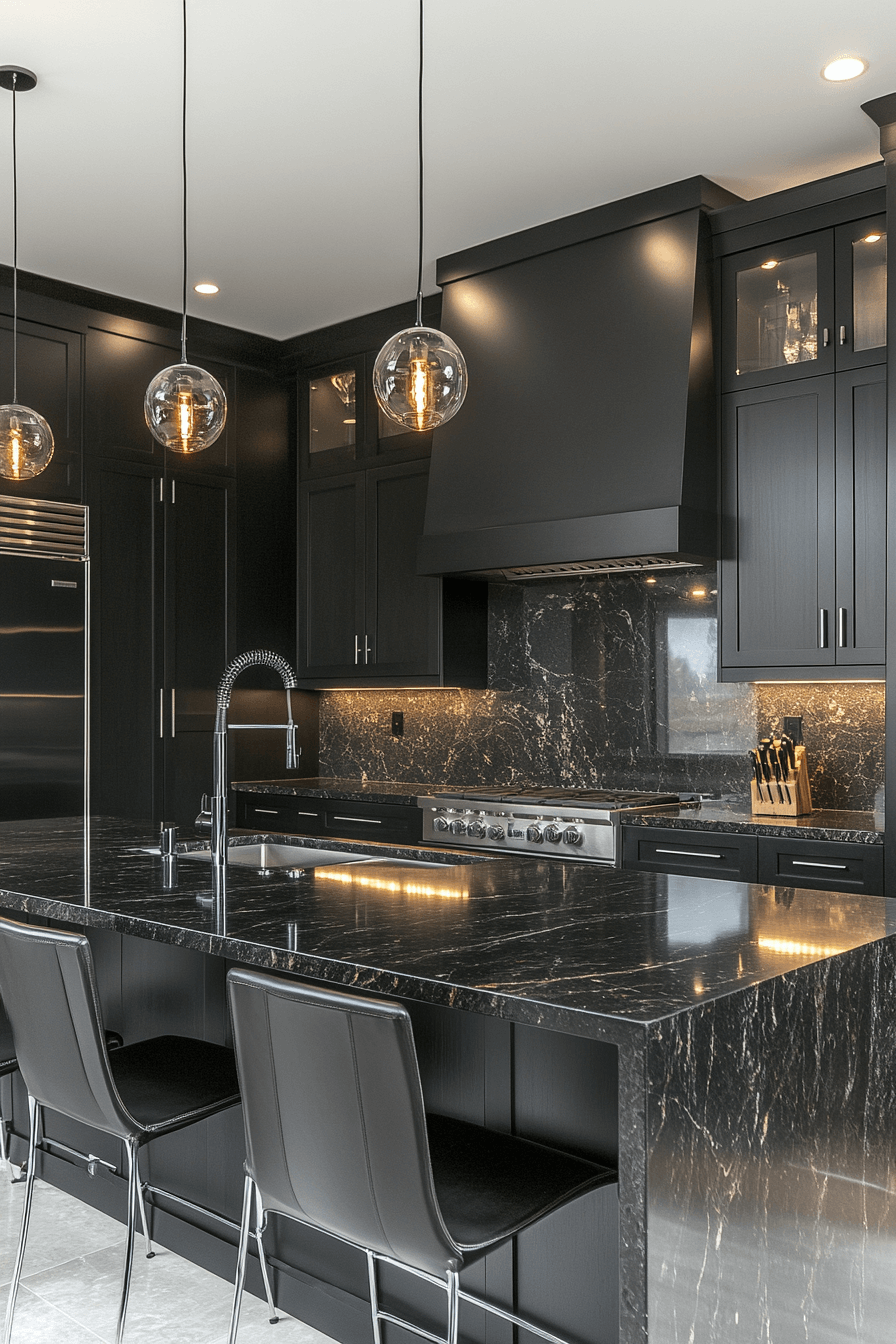 black granite countertops kitchen