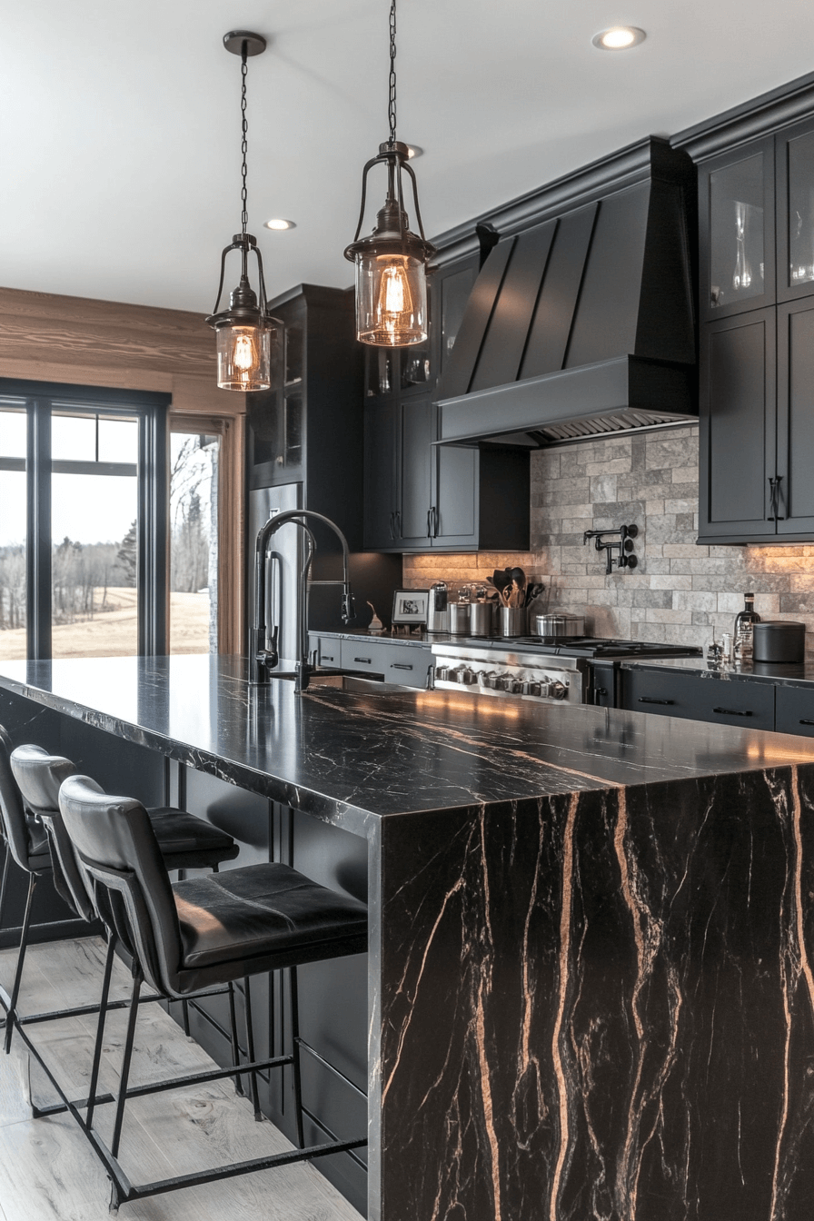 black marble countertops