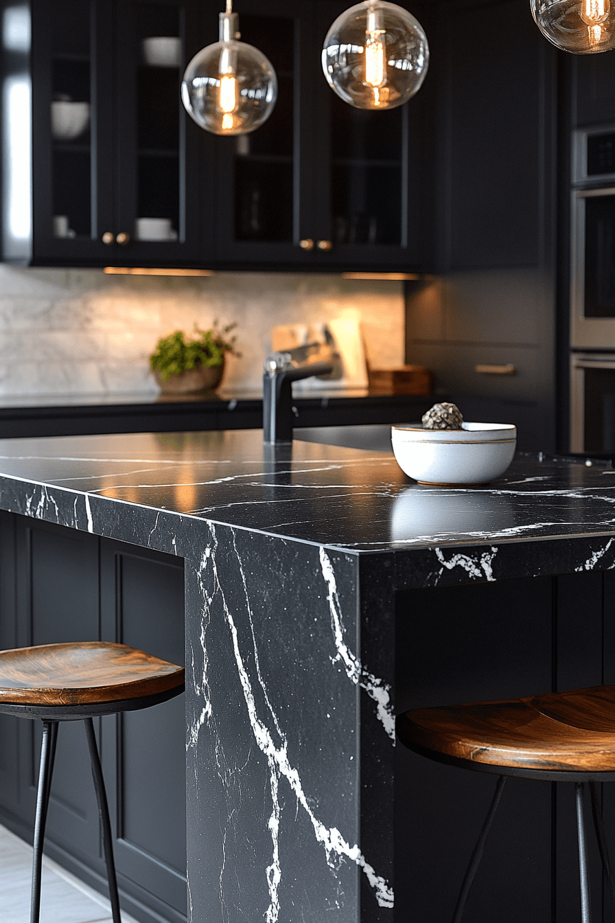 29 Black Quartz Countertops to Add Depth and Dimension to Your Design black quartz countertops