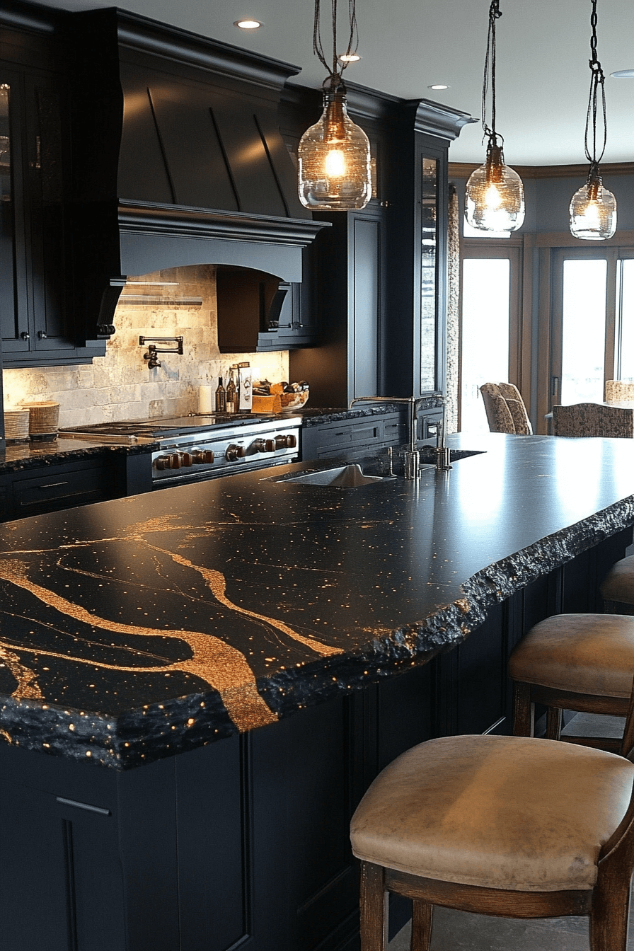 black marble countertops