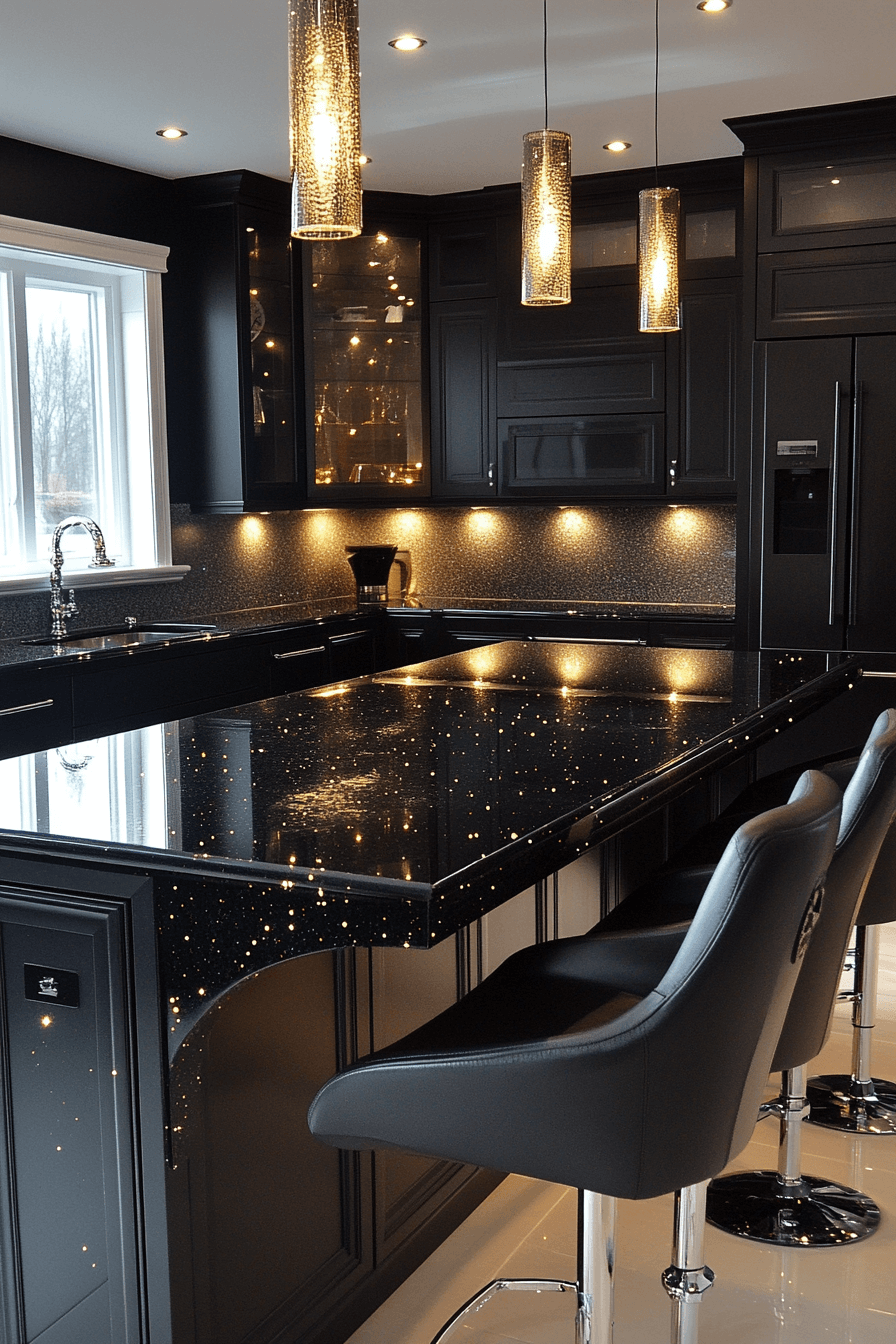 black granite countertops kitchen