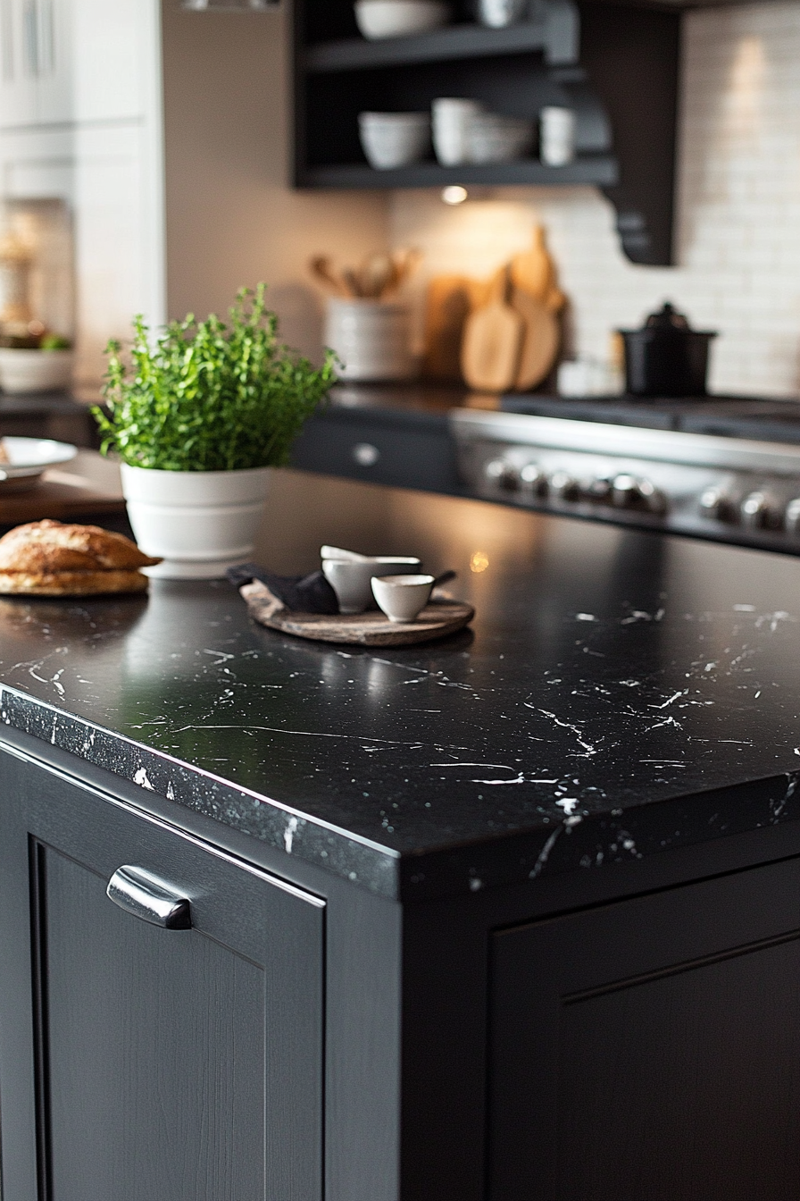 black quartz countertops