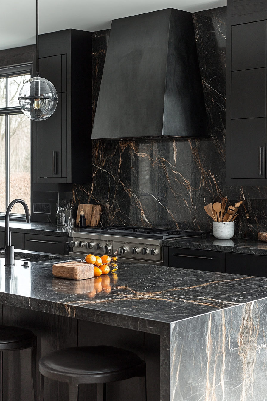 black granite countertops kitchen