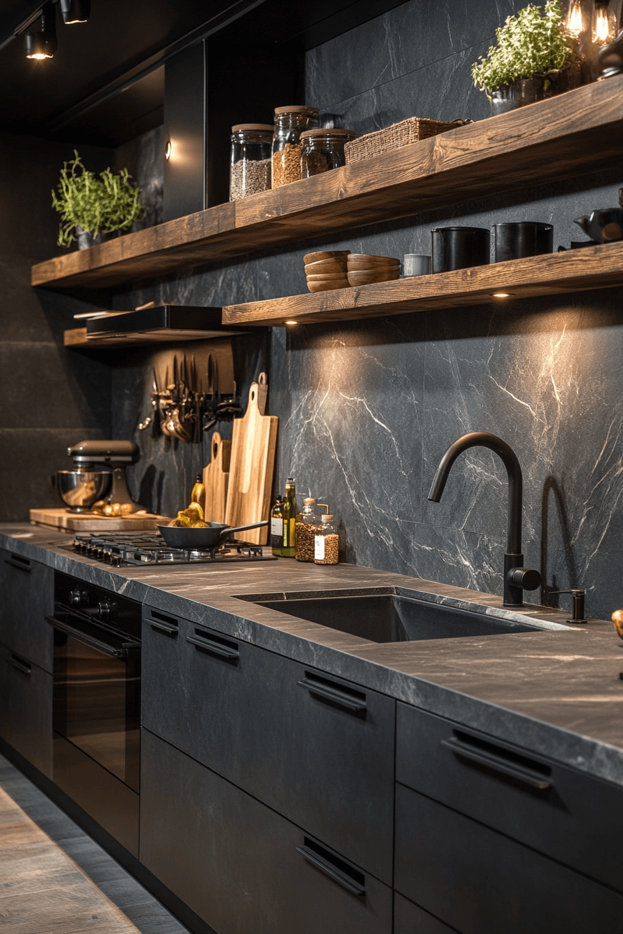 stone backsplash kitchen