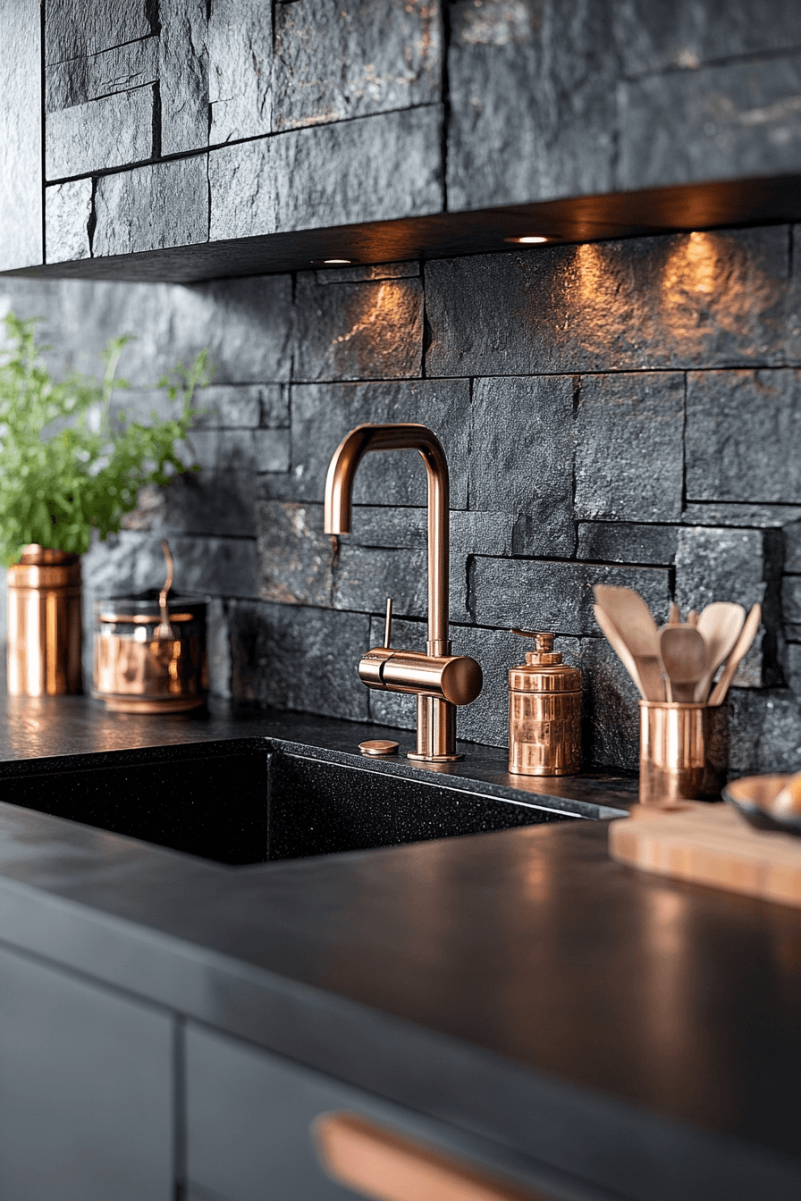 stone backsplash kitchen