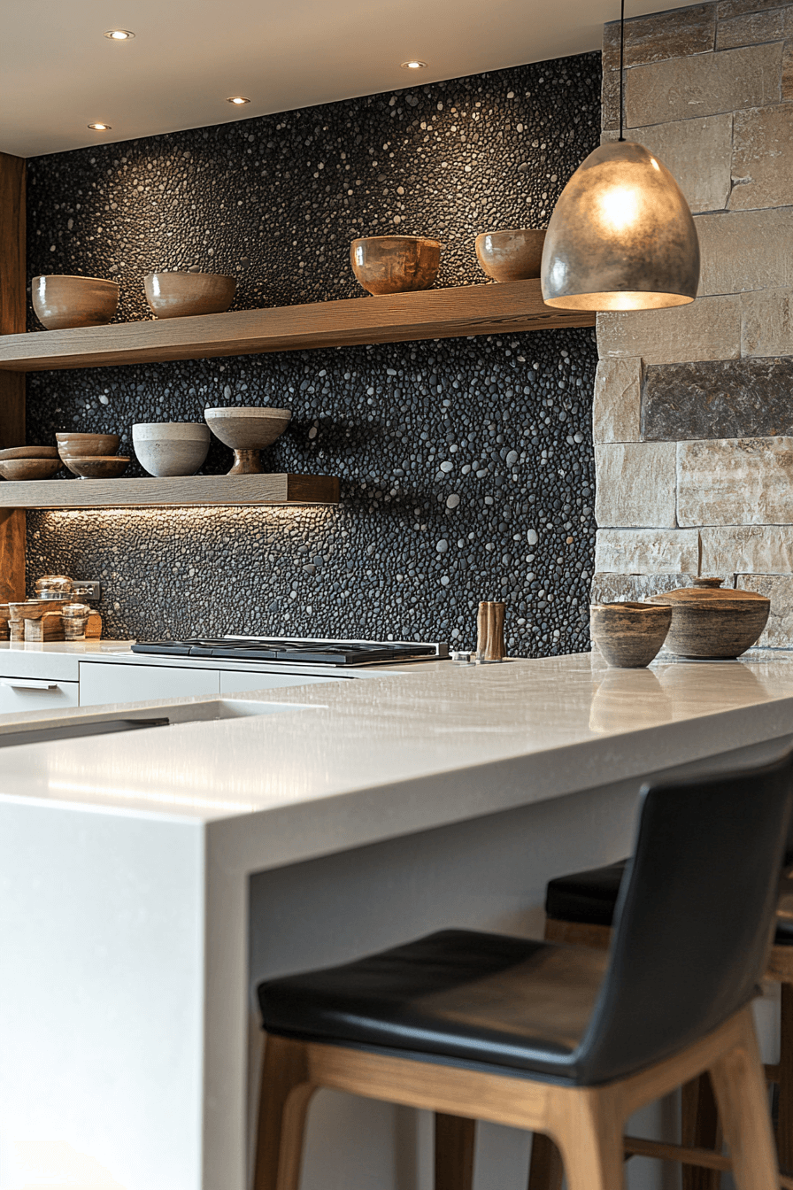 stone backsplash kitchen