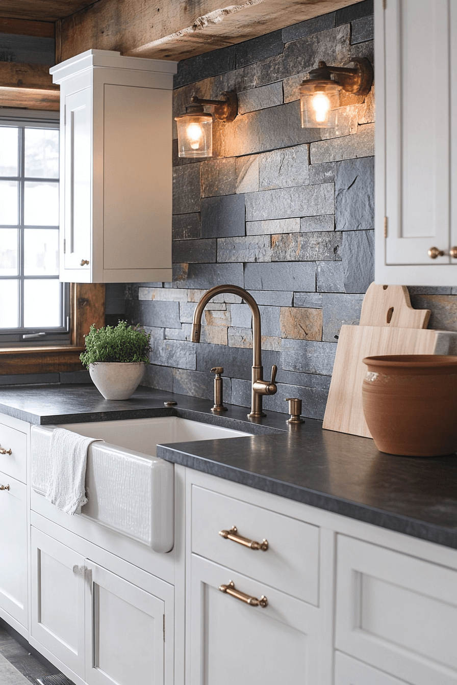 stone backsplash kitchen