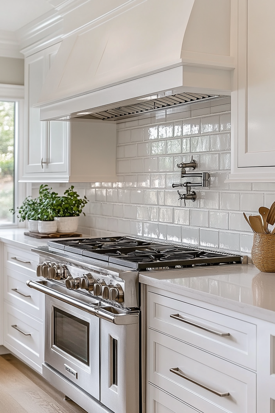 29 White Backsplash Kitchen Ideas That Spark Happy Modern Energy white backsplash kitchen