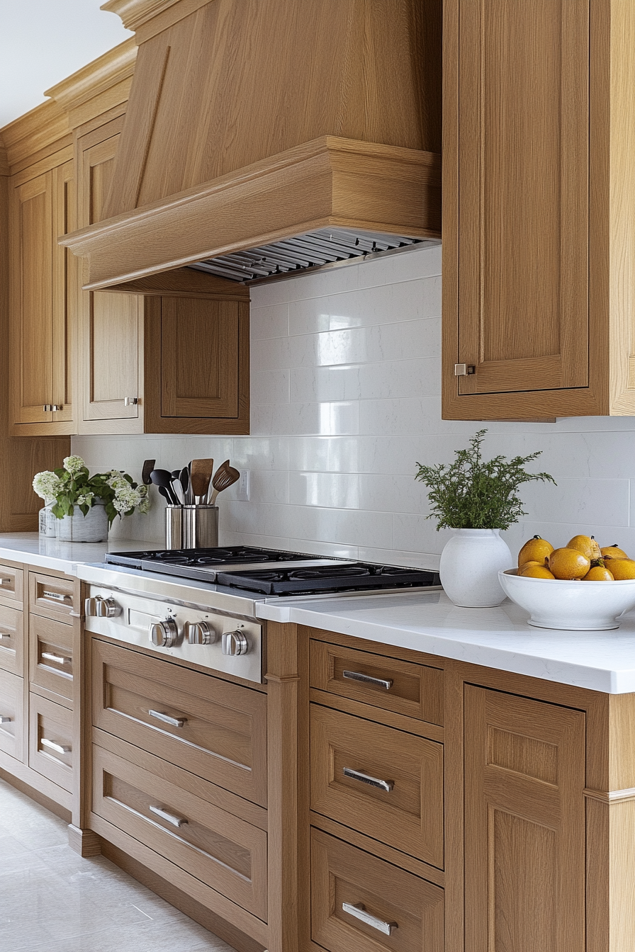 29 Oak Cabinets With White Countertops to Elevate Your Kitchen With Classic Appeal oak cabinets with white countertops