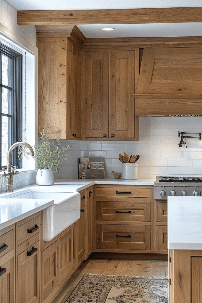 29 Oak Cabinets With White Countertops To Elevate Your Kitchen With ...