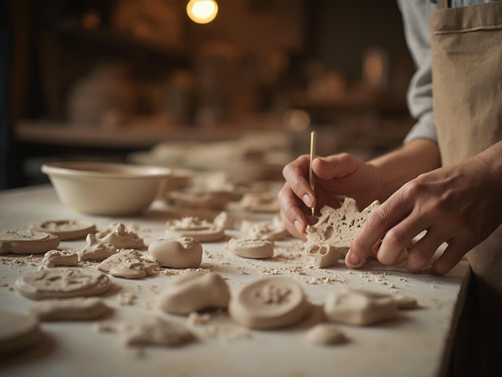 Bakersfield in November: Your Ultimate Guide to Central Valley's Hidden Autumn Gem Artisan painting handmade holiday ornaments in a warm, intimate ceramic workshop, surrounded by clay materials and tools