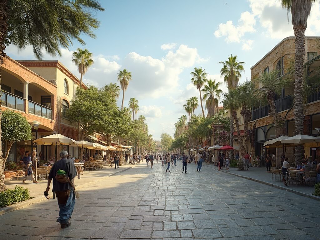 Uncover Bakersfield's Hidden March Magic: A Traveler's Insider Guide Community members in Bakersfield's downtown area enjoying parks and outdoor cafes signifying cultural resilience in March