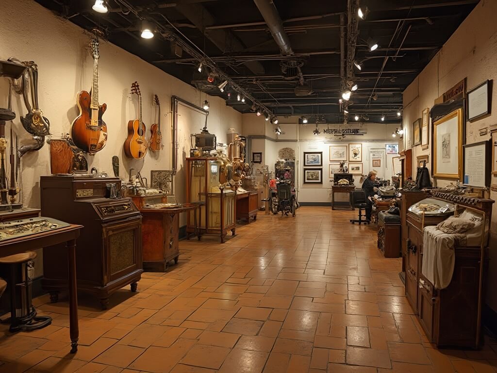 Why Bakersfield in May is Your Ultimate Spring Adventure Destination Interior view of Kern County Museum with historical artifacts and vintage instruments showing the intersection of music and oil industry history in Bakersfield's cultural heritage