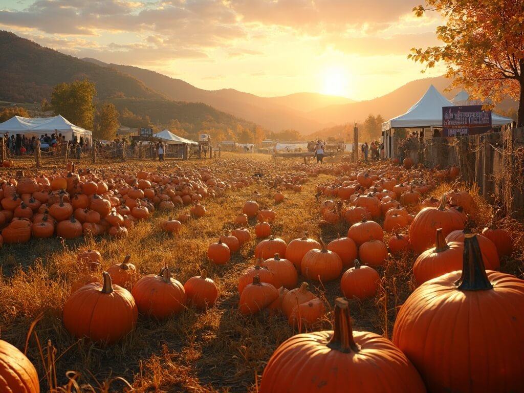 Why Redding in October is Your Secret Autumn Paradise (No Tourist Traps Included) Hawes Farms Fall Festival featuring pumpkin patches, rustic fences, rolling hills under warm golden sunlight indicating human activity