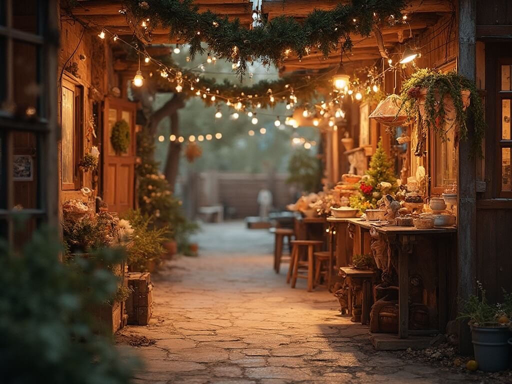 Redding in December: Your Ultimate Cold-Weather Playground Revealed Local artisans selling handmade goods at a cozy Christmas market in Redding, illuminated by soft natural light