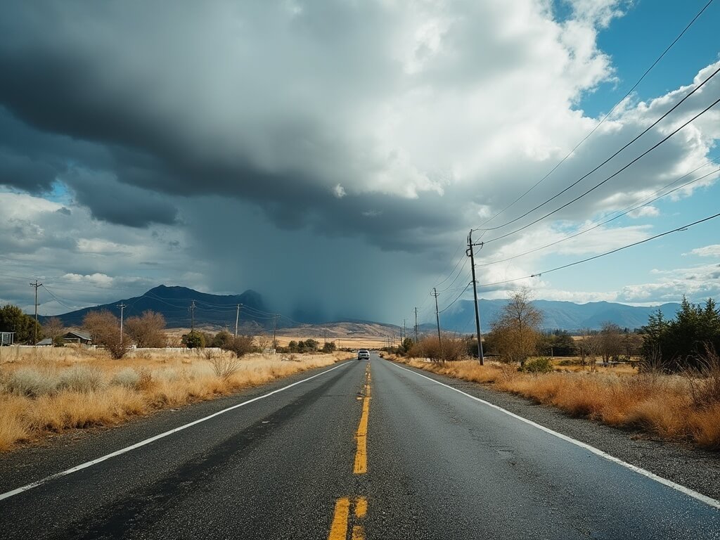 Redding in March: Your Ultimate Guide to Northern California's Hidden Springtime Gem Dramatic weather in Redding in March with mix of sunlit and shadowed terrain, wet and dry ground, and mountain views in the distance